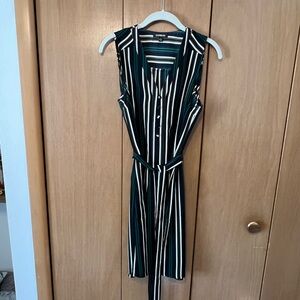 Express Green and White Striped Midi Dress